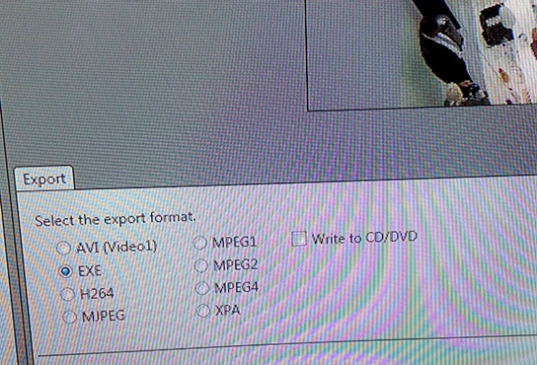 Image of Export Options from the VMS